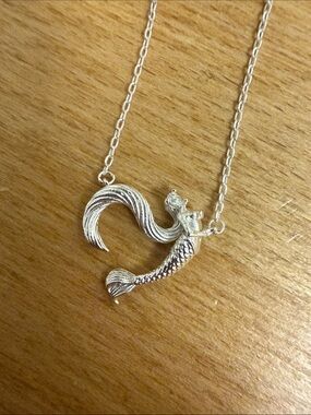 Jeulia Dancing by the Moonlight silver tone mermaid charm necklace
